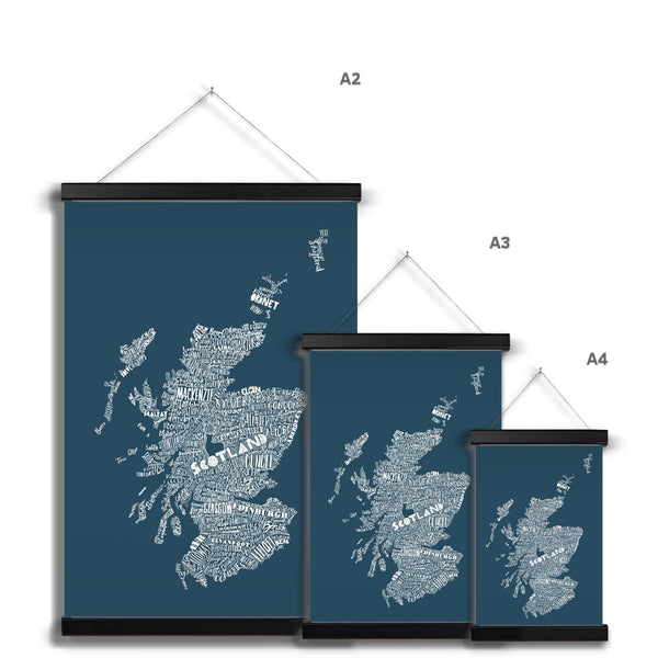 Gillian Kyle Mapped Out Petrol Blue Fine Art Print With Hanger