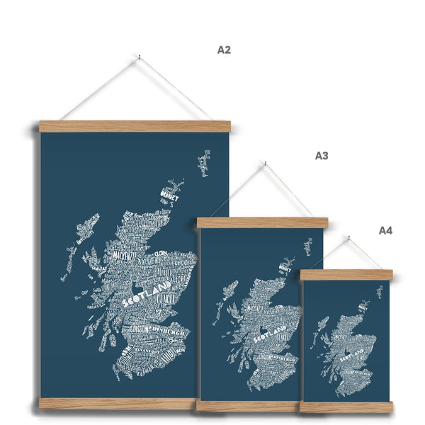 Gillian Kyle Mapped Out Petrol Blue Fine Art Print With Hanger