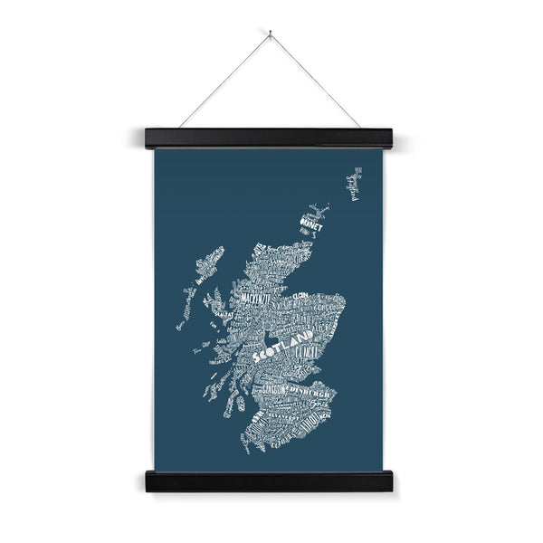 gillian kyle Mapped Out Petrol Blue Fine Art Print with Hanger