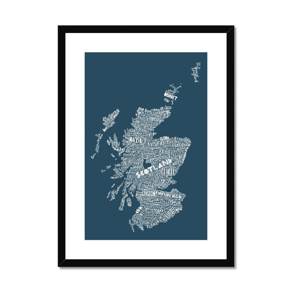 gillian kyle Mapped Out Petrol Blue Framed & Mounted Print