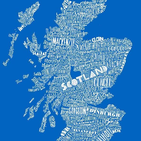 Gillian Kyle Mapped Out Scottish Map Suitcase - Saltire Blue