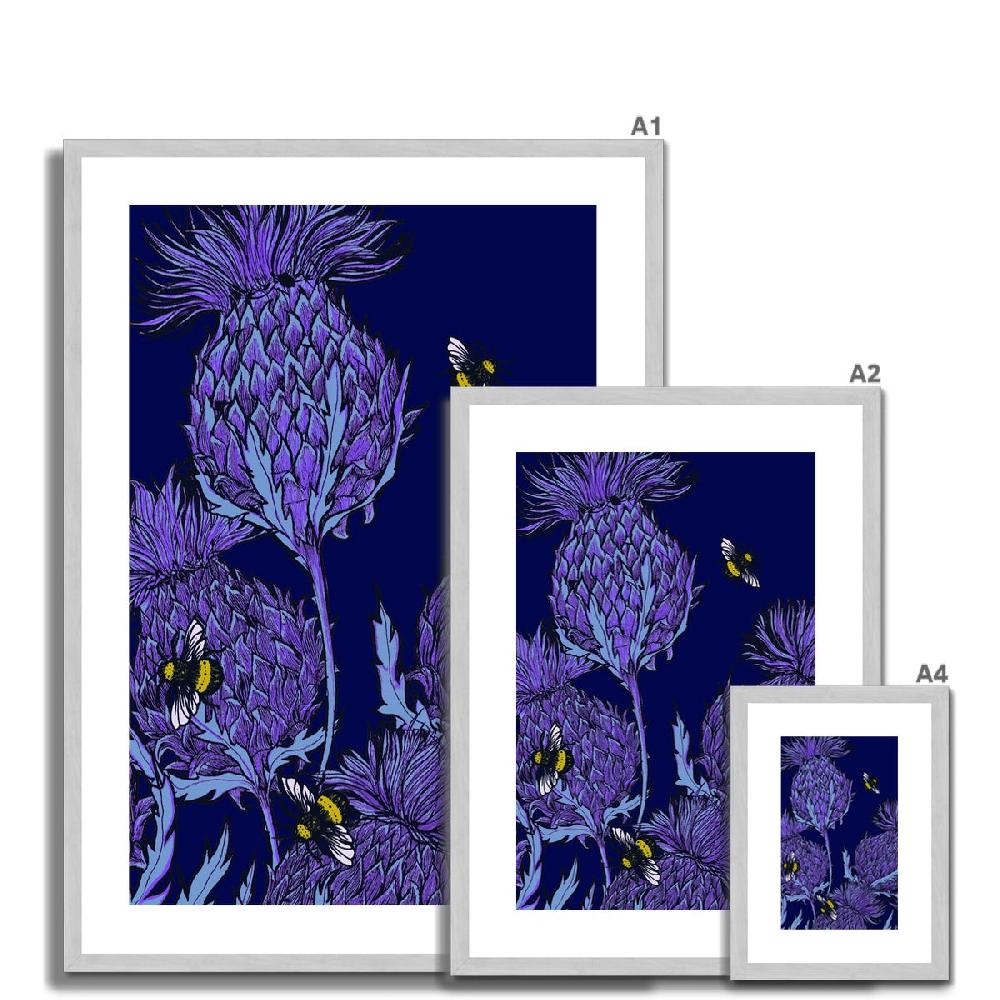 Gillian Kyle Midnight Thistle Antique Framed & Mounted Print