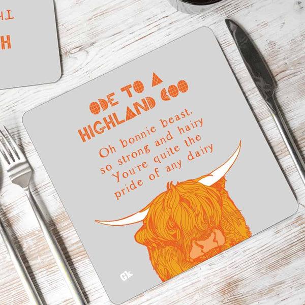 gillian kyle Ode to a Highland Cow Set of 4 Placemats