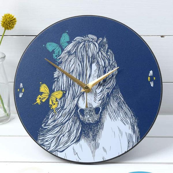 gillian kyle Shetland Pony Butterflies & Bees Wall Clock
