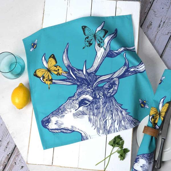 gillian kyle Stag Butterflies & Bees Set of 2 Cotton Napkins