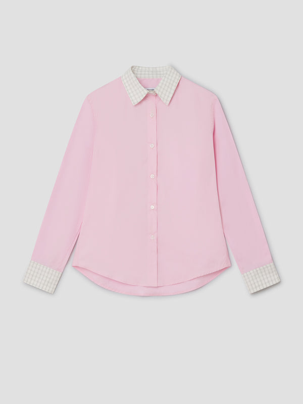 gimaguas Agusta Shirt Pink Agusta shirt for women with checkered collar and cuffs