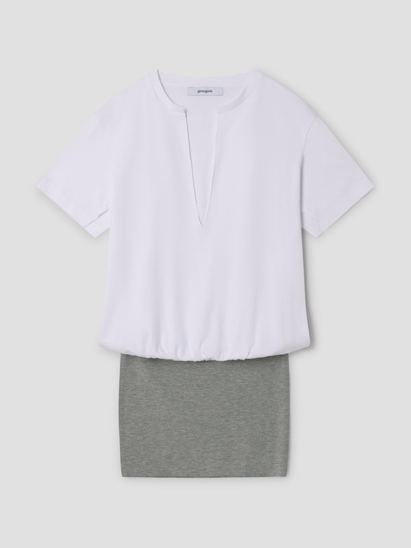 Gimaguas Alina T-Shirt Convertible T-shirt Dress For Women In White And Grey