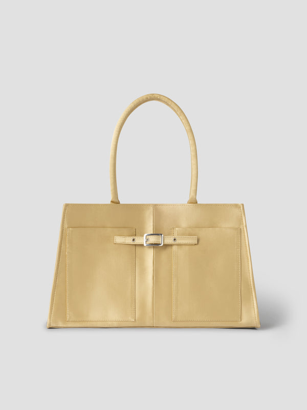 gimaguas Annamaria Bag Gold satin shoulder bag for women with silver buckles