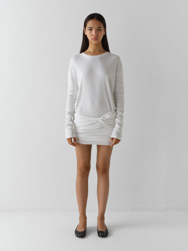 Gimaguas Ashley Dress Convertible T-shirt Dress For Women In White With Long Sleeves