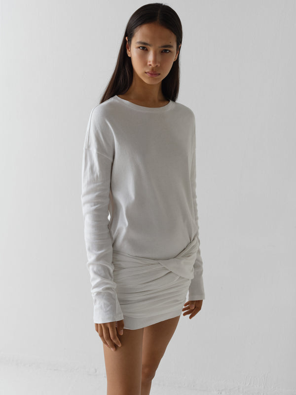 Gimaguas Ashley Dress Convertible T-shirt Dress For Women In White With Long Sleeves