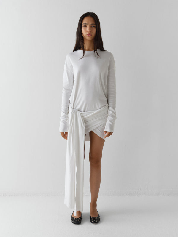 Gimaguas Ashley Dress Convertible T-shirt Dress For Women In White With Long Sleeves