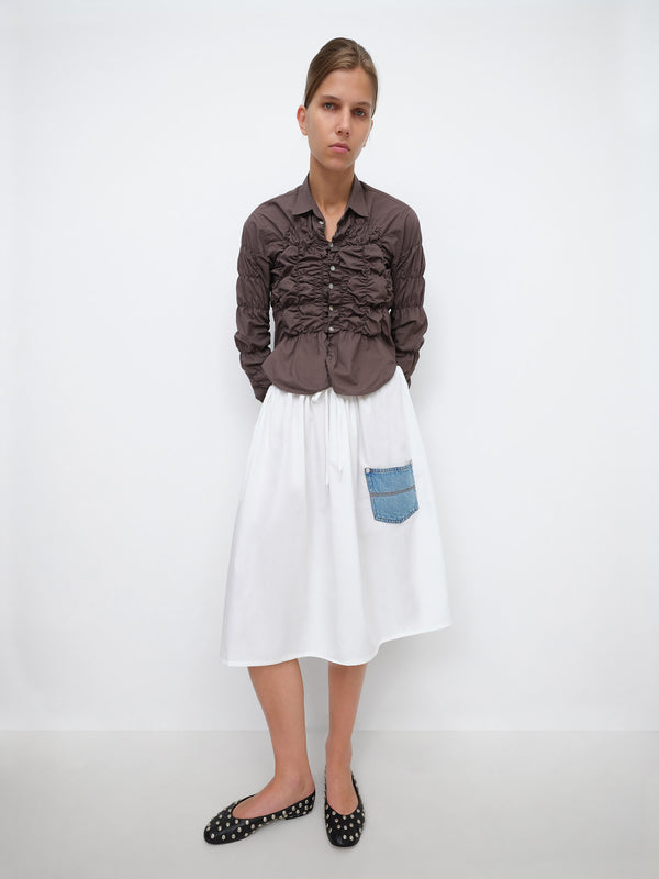 Gimaguas Baggy Midi Skirt Baggy Midi Skirt White Blue - Bottoms - Gimaguas