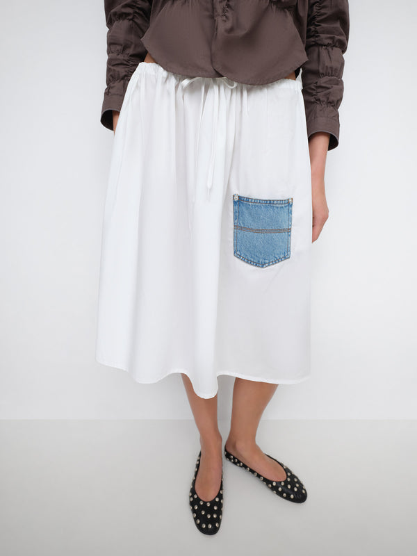Gimaguas Baggy Midi Skirt Baggy Midi Skirt White Blue - Bottoms - Gimaguas