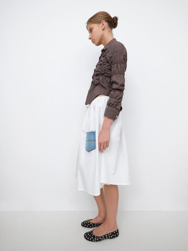 Gimaguas Baggy Midi Skirt Baggy Midi Skirt White Blue - Bottoms - Gimaguas