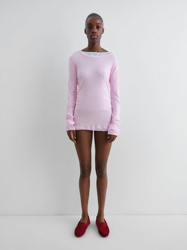 Gimaguas Bahmon Dress Soft Pink Cotton Mini Dress For Women With Sheer Finish