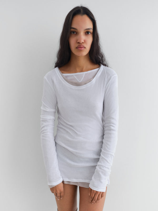 Gimaguas Bahmon Dress White Cotton Mini Dress For Women With Sheer Finish