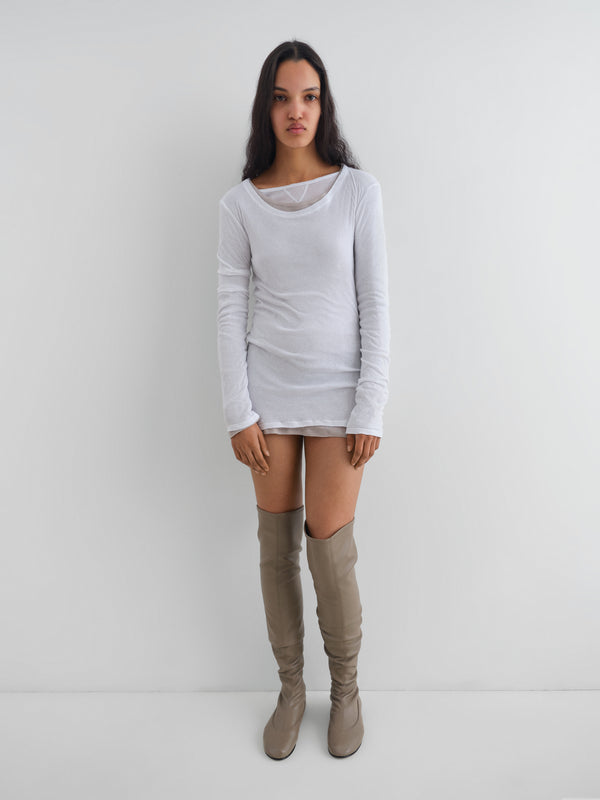 Gimaguas Bahmon Dress White Cotton Mini Dress For Women With Sheer Finish