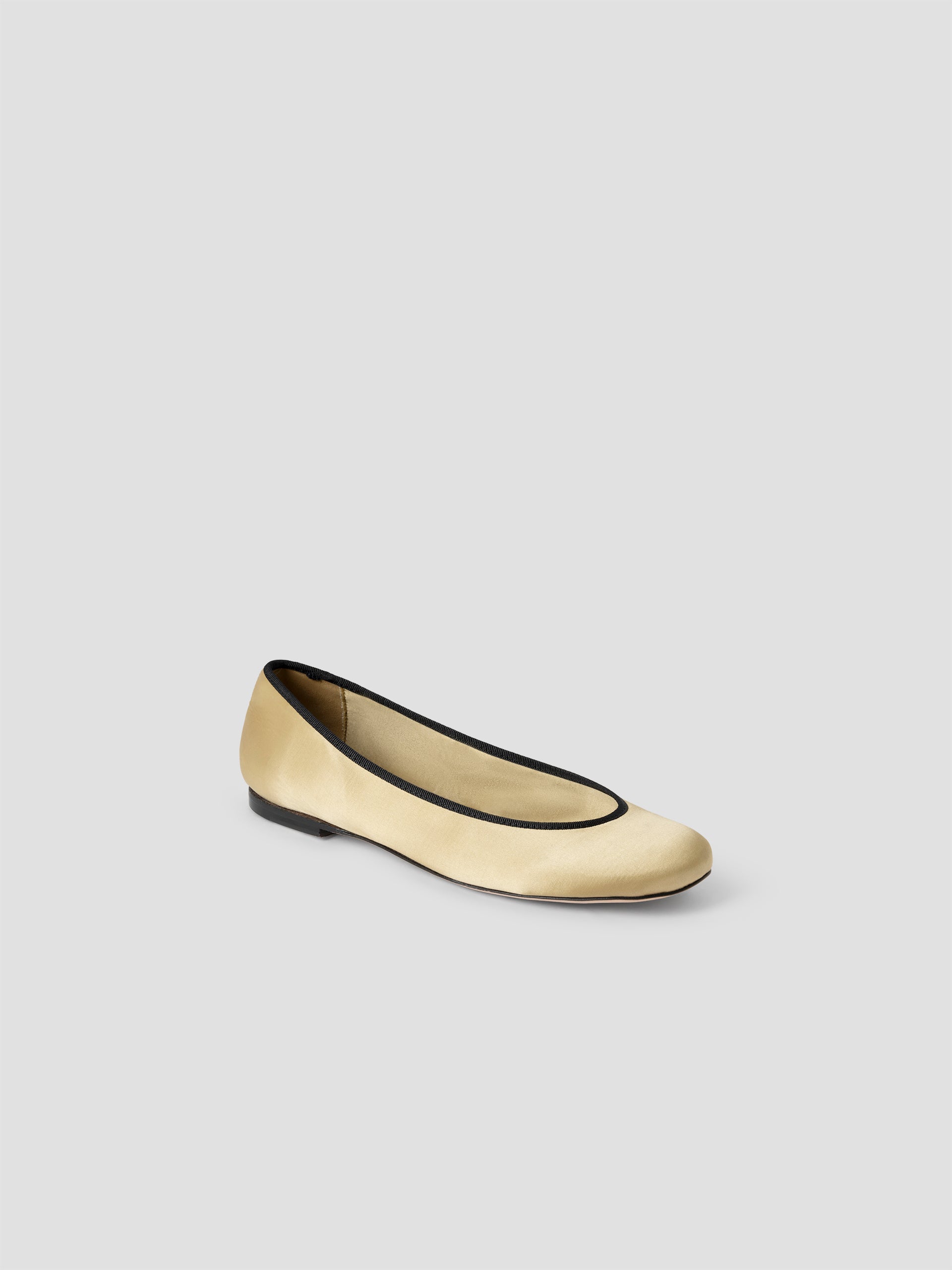 Gimaguas Bailarina Saten Gold Satin Ballerina Flats For Women With Black Trim