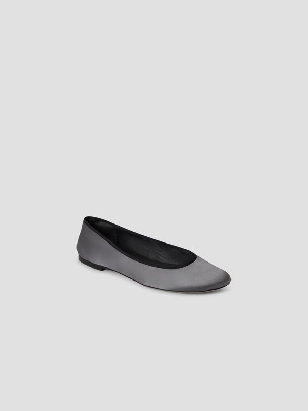 Gimaguas Bailarina Saten Grey Satin Ballerina Flats For Women With Black Trim