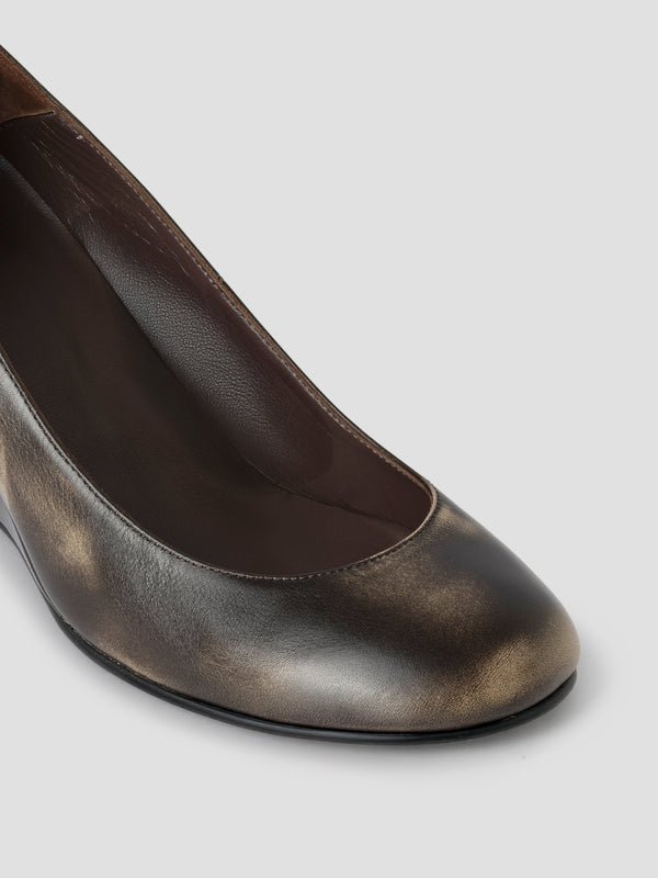 Gimaguas Bailarina Wedges Brown Leather Ballerinas For Women With Wedge Heel