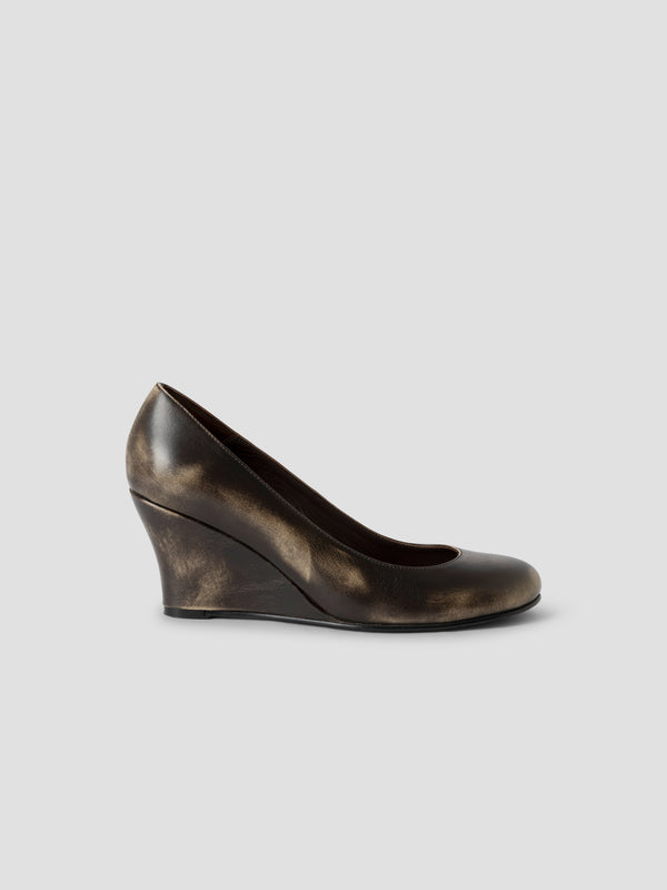 gimaguas Bailarina Wedges Brown leather ballerinas for women with wedge heel