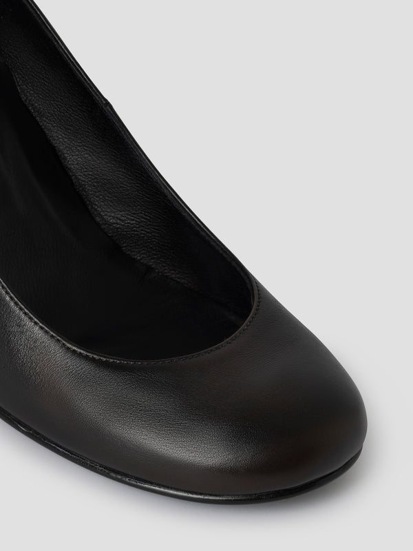 Gimaguas Bailarina Wedges Faded Black Leather Ballerinas For Women With Wedge Heel