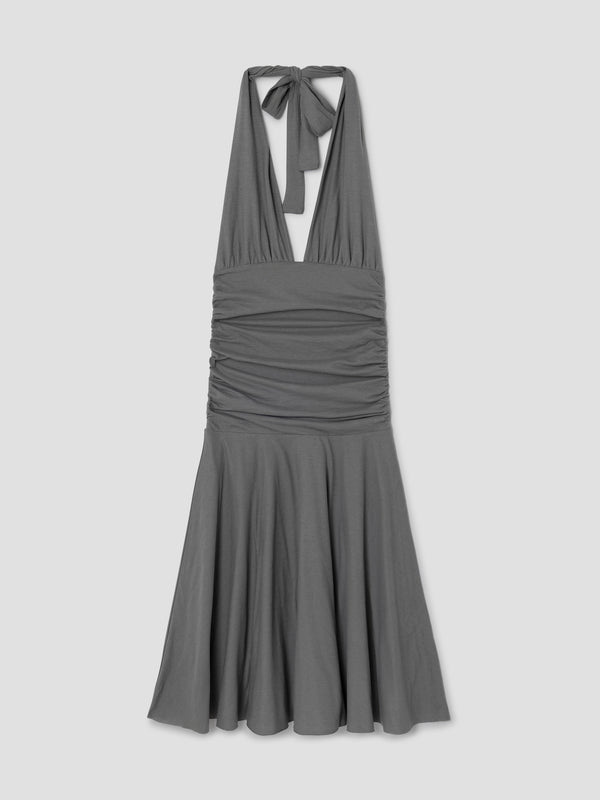 gimaguas Beso Dress Faded black halter-neck dress for women with ruched top