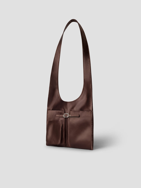 Gimaguas Blanca Bag Brown Satin Hobo Shoulder Bag For Women