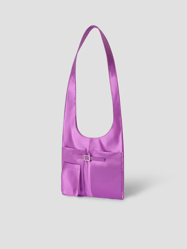 Gimaguas Blanca Bag Magenta Satin Hobo Shoulder Bag For Women