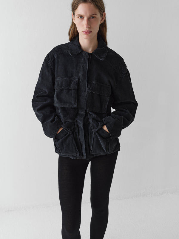 Gimaguas Cargo Jacket Dark Grey Corduroy Cargo Jacket For Women