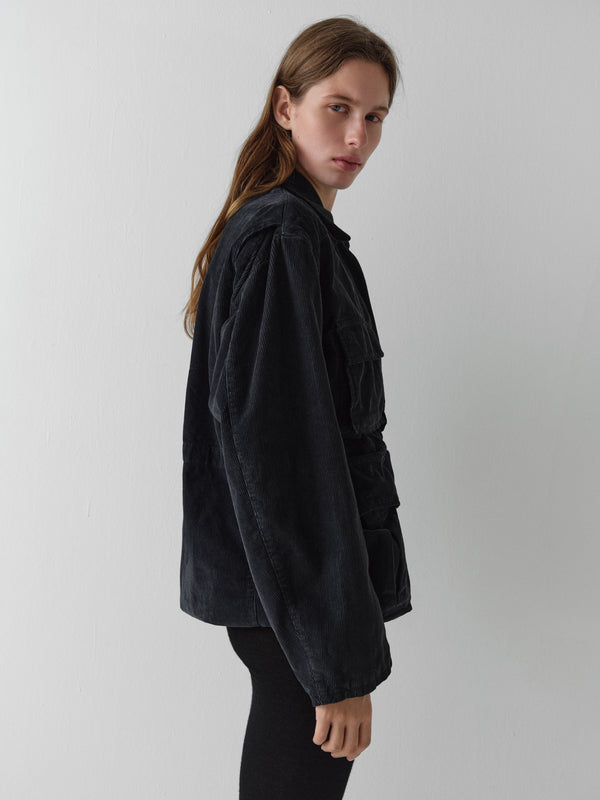 Gimaguas Cargo Jacket Dark Grey Corduroy Cargo Jacket For Women