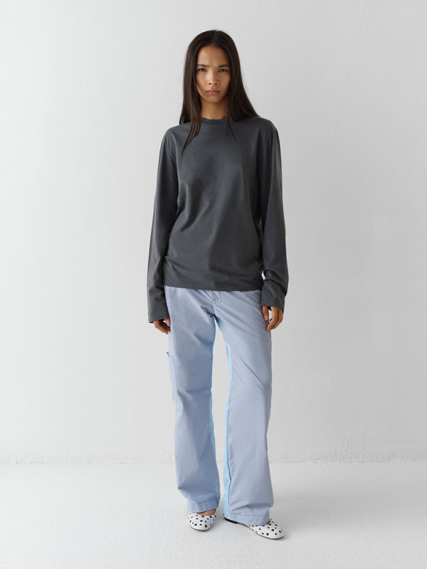 Gimaguas Cedric Trousers Grey And Blue Lace-up Trousers With Contrast Waistband