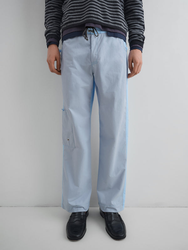 Gimaguas Cedric Trousers Grey And Blue Lace-up Trousers With Contrast Waistband