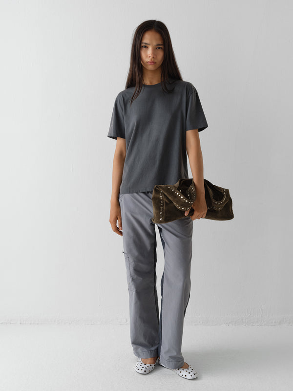 Gimaguas Cedric Trousers Grey And Dark Grey Lace-up Trousers With Contrast Waistband