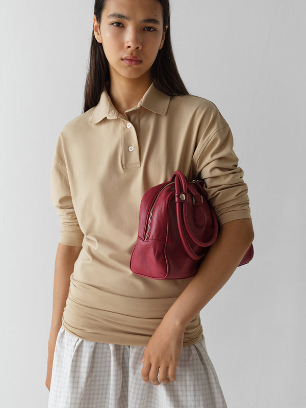 Gimaguas Chico Dress Beige Long-sleeve Polo Dress For Women With Checkered Skirt