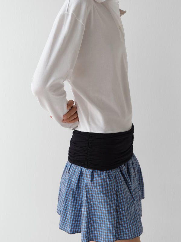 Gimaguas Chico Dress White Long-sleeve Polo Dress For Women With Checkered Skirt