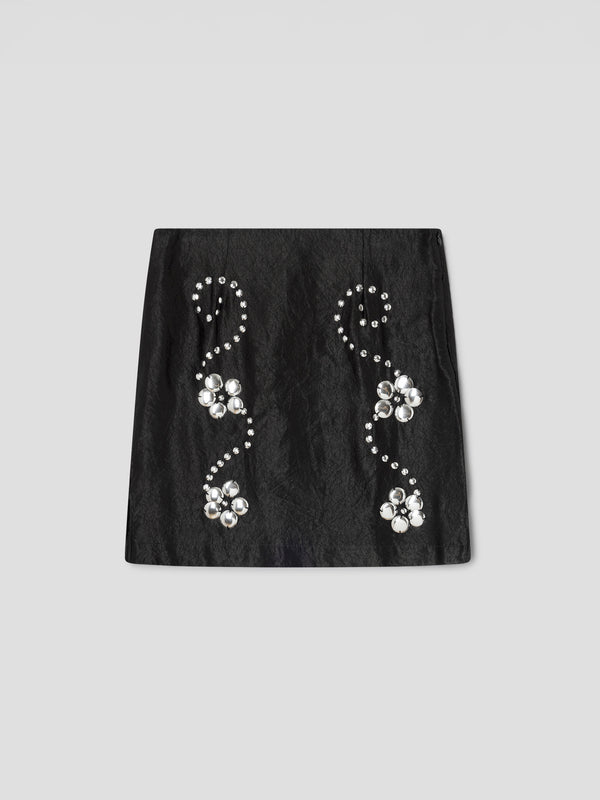 gimaguas Claude Studs Skirt Black embellished mini skirt for women with silver studs