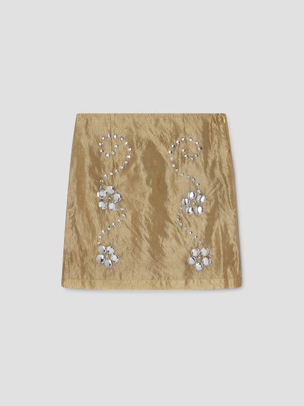 gimaguas Claude Studs Skirt Golden embellished mini skirt for women with silver studs
