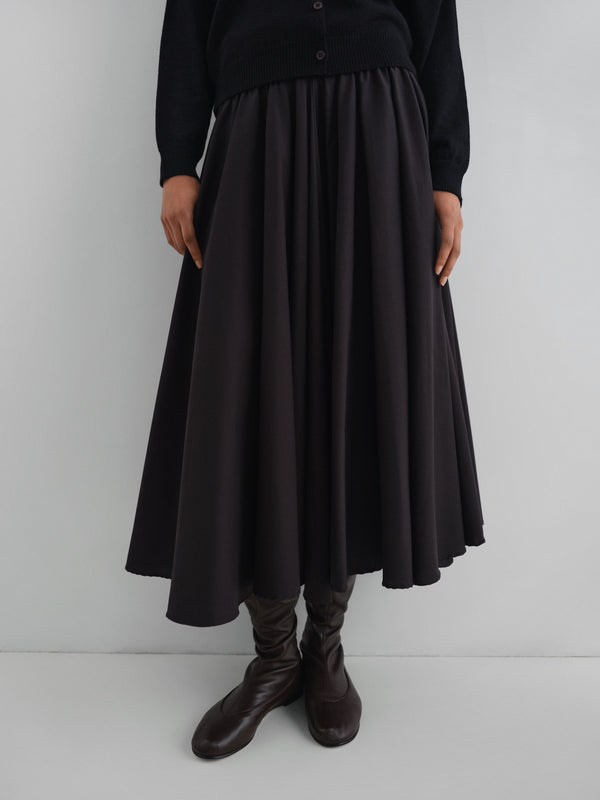 Gimaguas Claudia Skirt Black A-line Midi Skirt For Women With Grey Waistband