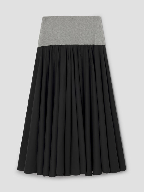 gimaguas Claudia Skirt Black A-line midi skirt for women with grey waistband