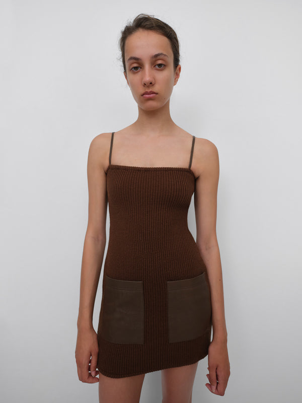 Gimaguas Combo Mini Dress Combo Mini Dress Brown - Leather - Gimaguas
