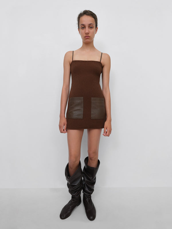 Gimaguas Combo Mini Dress Combo Mini Dress Brown - Leather - Gimaguas