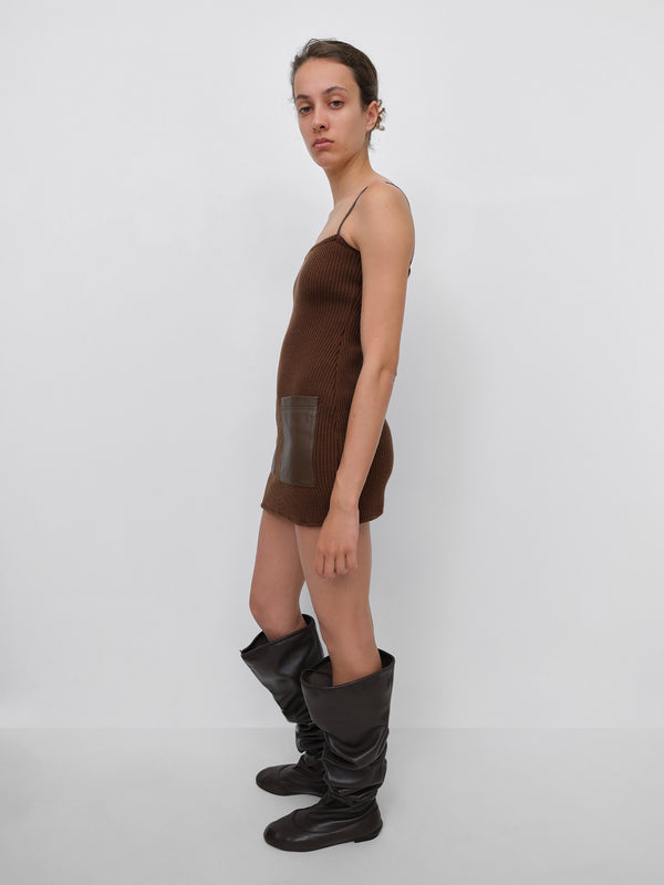 Gimaguas Combo Mini Dress Combo Mini Dress Brown - Leather - Gimaguas