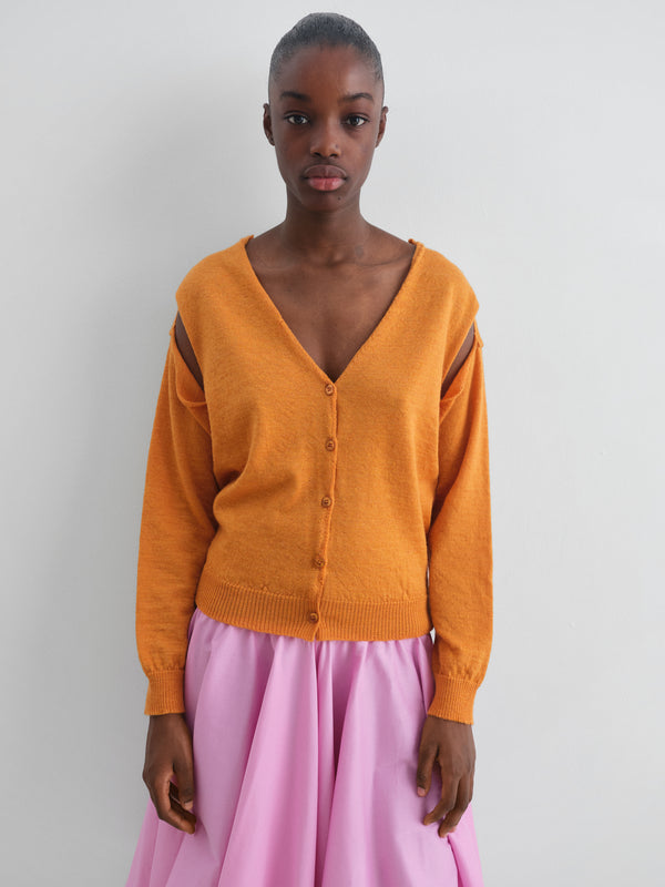 Gimaguas Coucou Cardigan Brown Wool Cardigan For Women With Shoulder Cut-outs