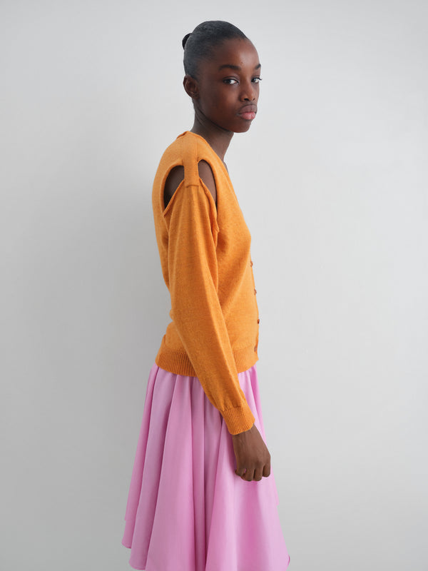 Gimaguas Coucou Cardigan Brown Wool Cardigan For Women With Shoulder Cut-outs