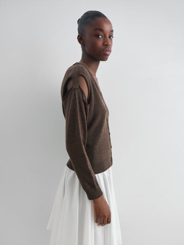 Gimaguas Coucou Cardigan Orange Wool Cardigan For Women With Shoulder Cut-out