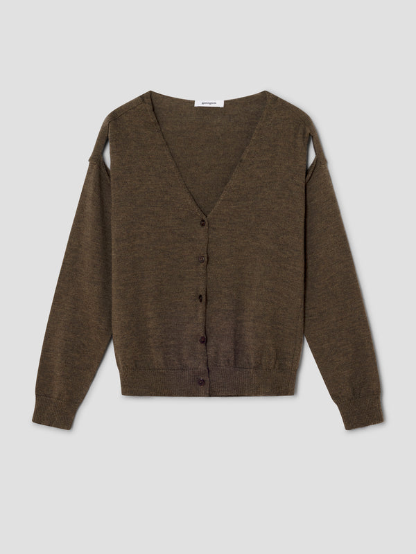 gimaguas Coucou Cardigan Orange wool cardigan for women with shoulder cut-out