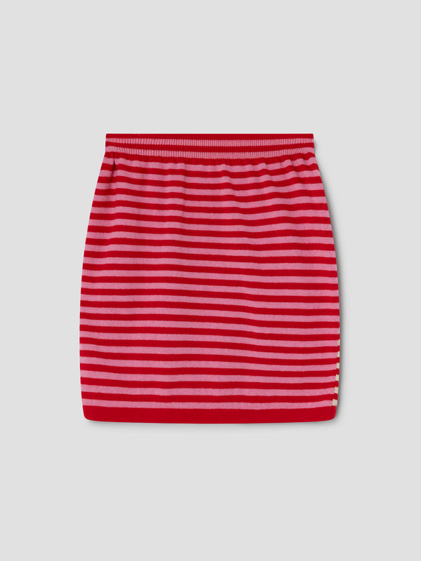 Gimaguas Diana Skirt Striped Knit Mini Skirt For Women In Beige Red And Pink
