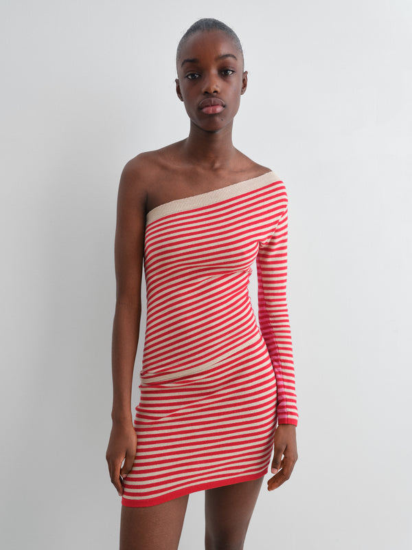 Gimaguas Diana Skirt Striped Knit Mini Skirt For Women In Beige Red And Pink