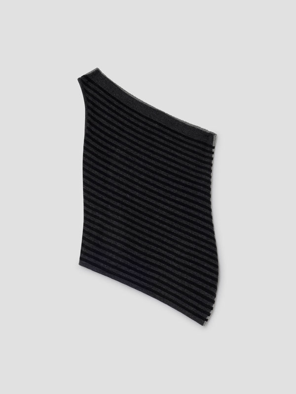 Gimaguas Diana Top Striped One-shoulder Knit Top For Women In Grey And Black